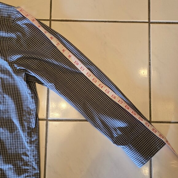 VGUC - Joseph Abboud Men's Grey & Blue Button-Up Shirt - Slim Fit 16.5 32/33 - Picture 4 of 6